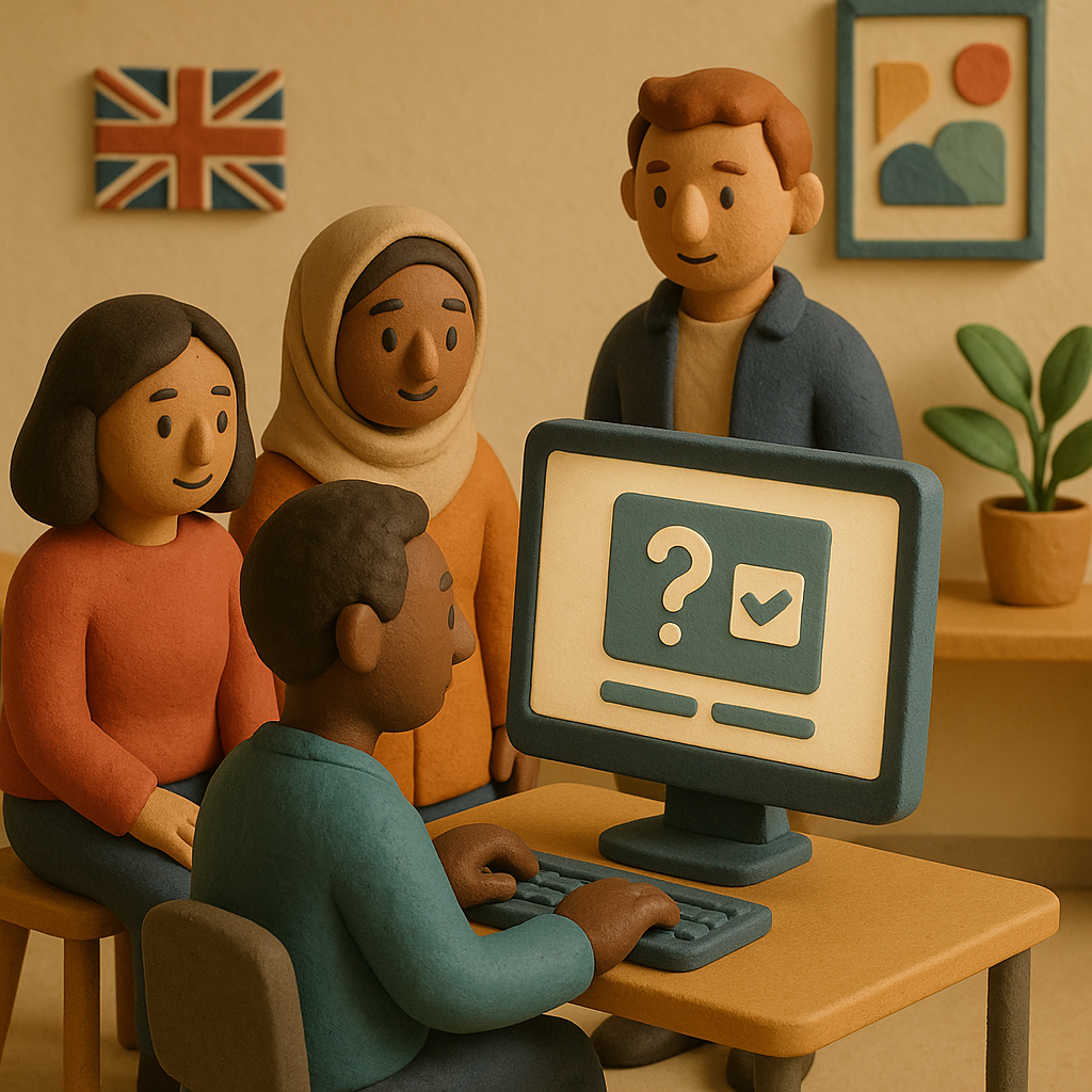 Illustration explaining what the Life in the UK Test is